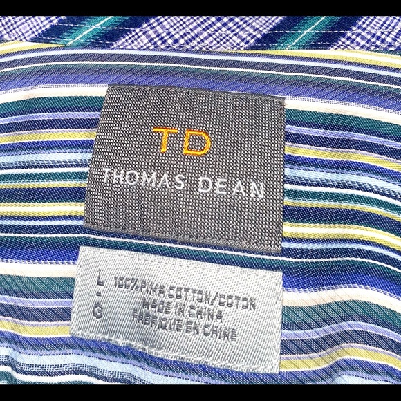 Thomas Dean Striped Flip Cuff Button Front Shirt - Picture 10 of 10